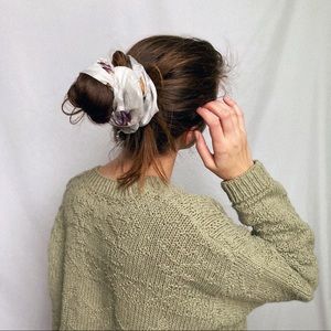 SOLD Handmade XL Botanical Sheer Scrunchie